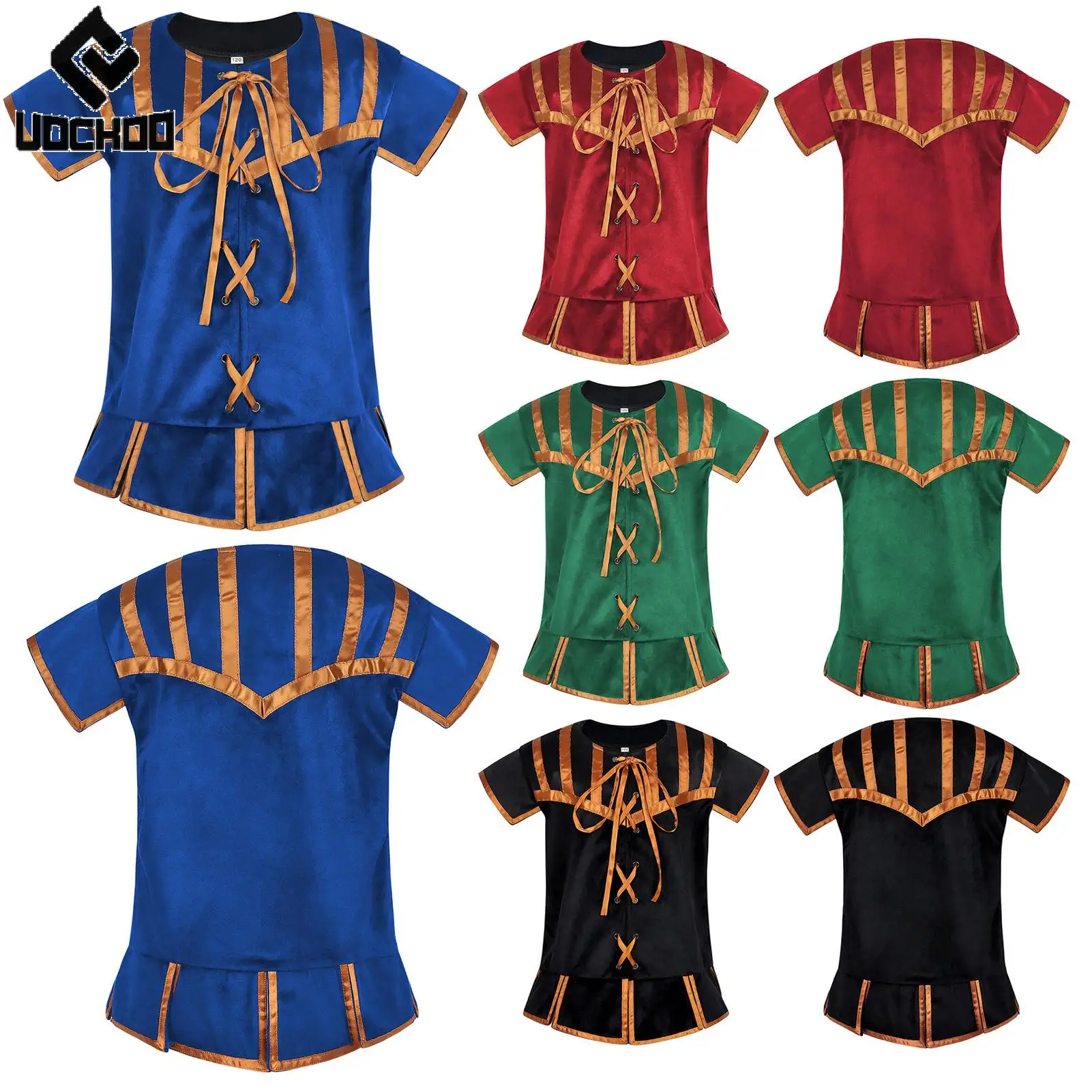

Halloween Prince Cosplay Costume for Boy Medieval Tops Children Pirate Tees Carnival Stage Performance Outfit Vintage Wear