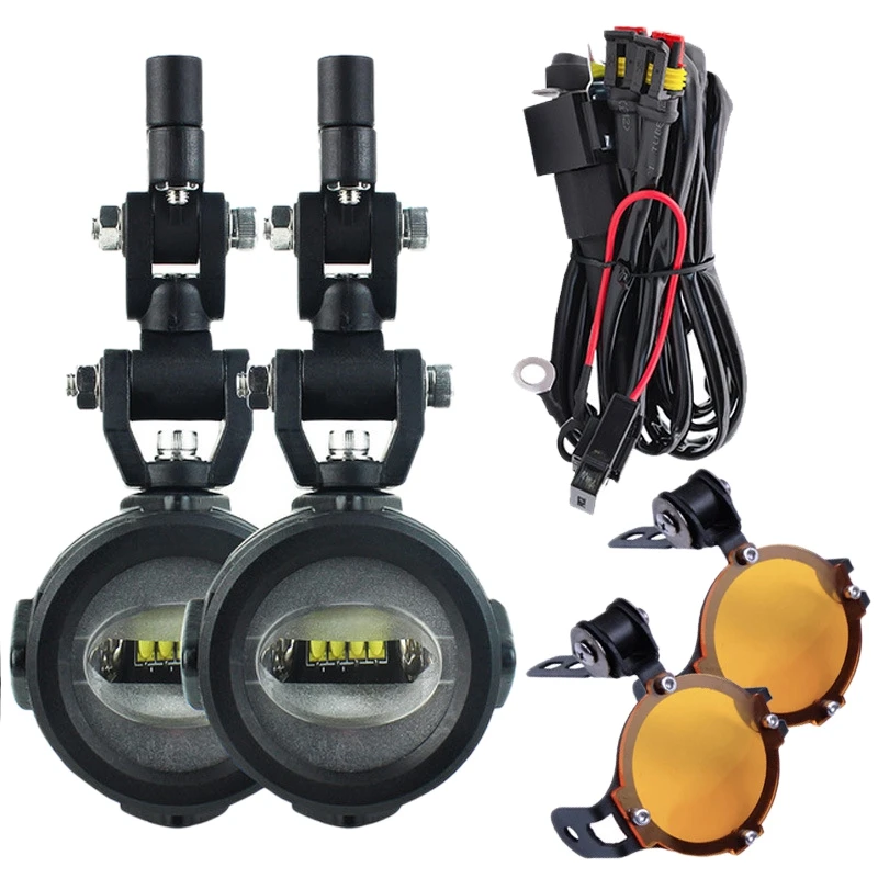 

Universal Motorcycle LED Fog Lihgts 40W 6000K Driving Lamps Spotlights with Relay for R1200GS K1600 F800GS F700GS