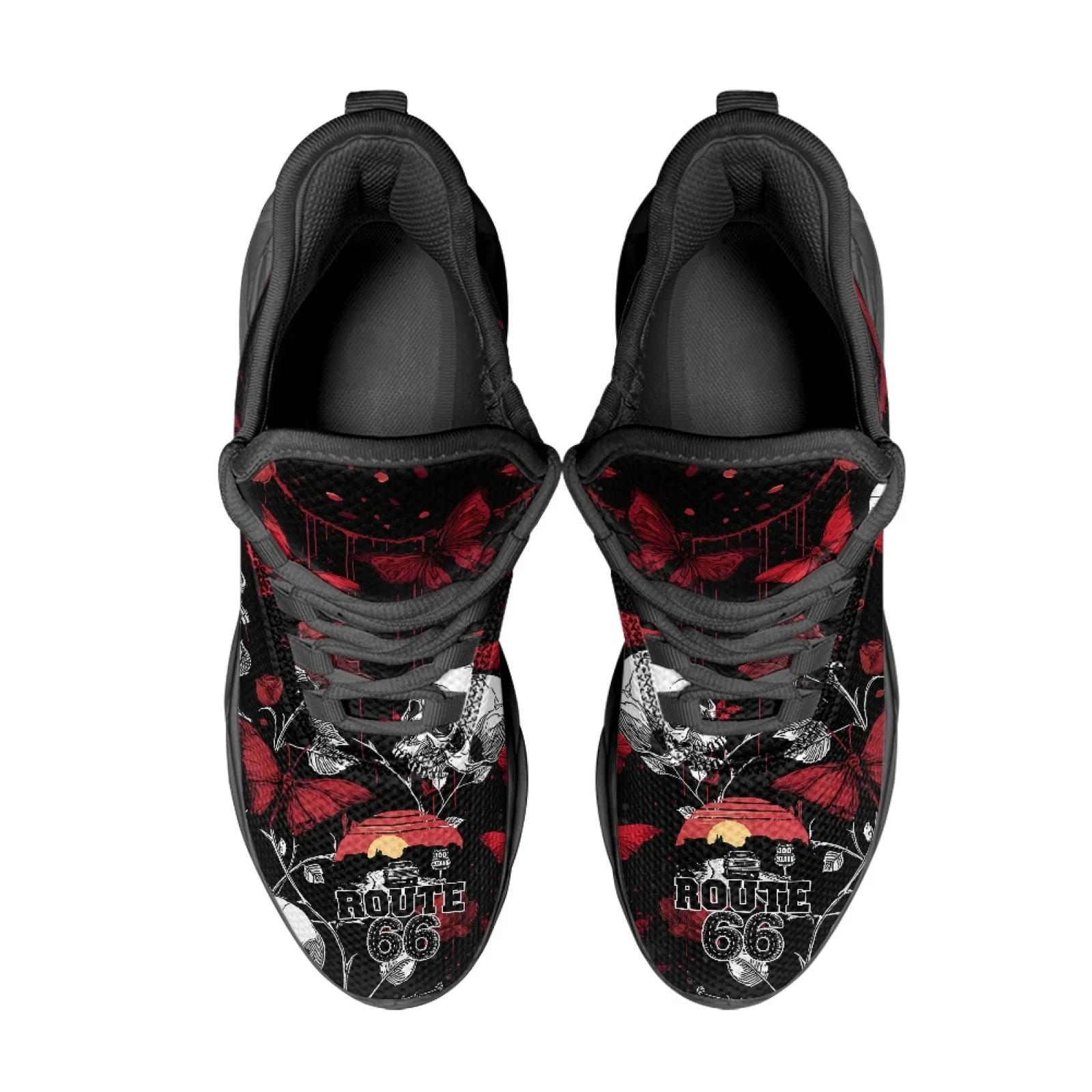 PENSTROLL Skull Rose Breathable Fashion Sneakers Mens Running Shoes for Walking Lightweight Work Shoes For Men