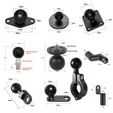 1 Inch Ballhead Adapter Holder Motorcycle Handlebar Brake Clutch Control Base Combo U Bolt Mount for Gopro Camera