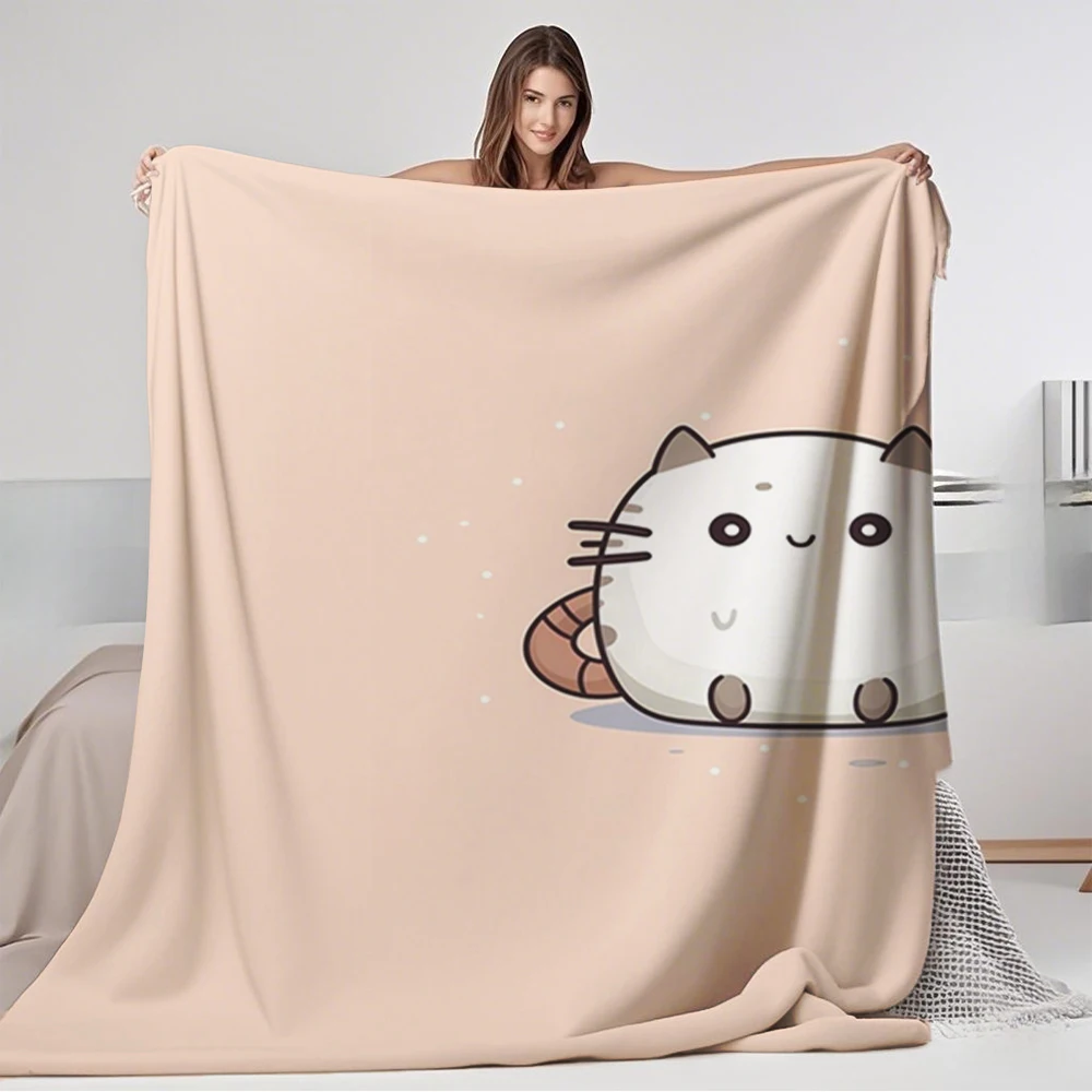 

Home Essential Flannel Soft Blanket Cute Cat Sitting Classic Luxury Throw Quilted Bed Runner Hypoallergenic Fade-resistant