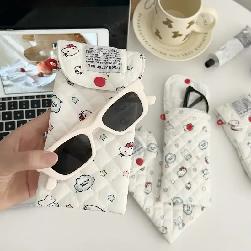 Hellokitty Storage Bag Ins Cartoon Coin Purse Padded Glasses Storage Bags Makeup Brush Storager Student Stationery Birthday Gift