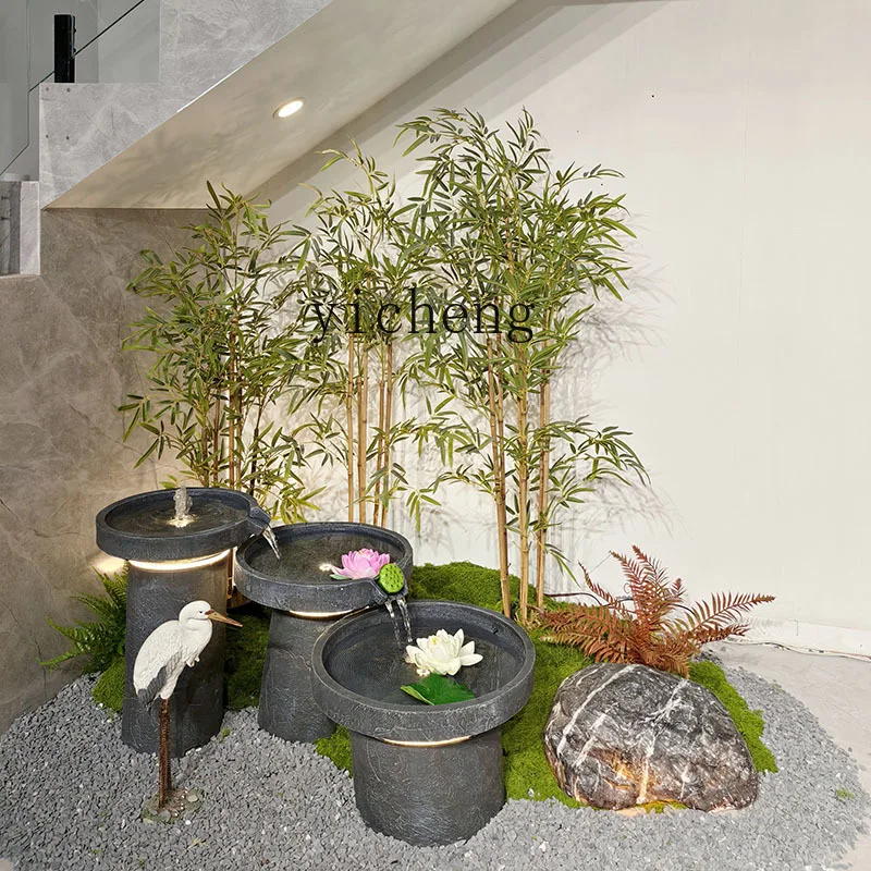 

XL indoor simulation bamboo landscape flowing water ornament circulating water under the stairs tea room hotel landscaping