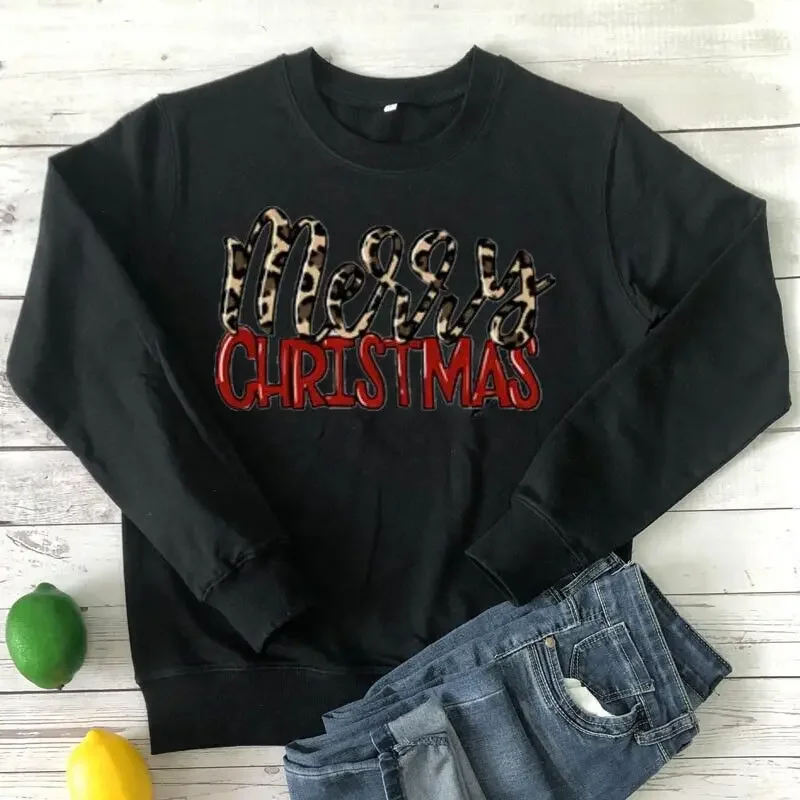 Merry Christmas Sweatshirt, Cute Womens Trees Fashion 100% Cotton Unisex goth kawaii harajuku happy Holidays y2k Drop Shipping