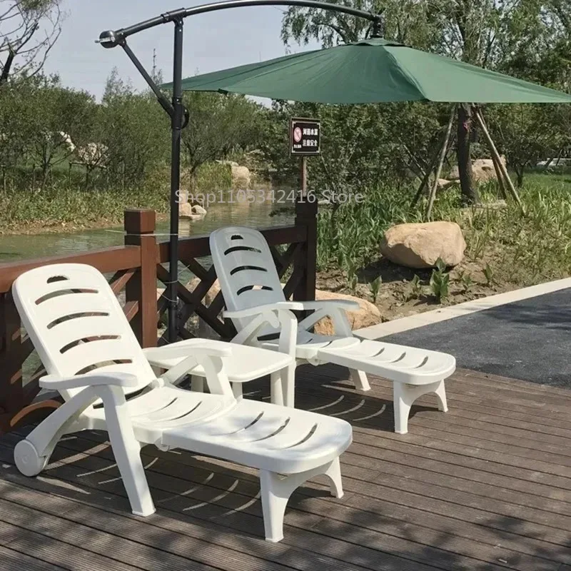 Portable Ergonomic Sun Lounger Beach Pool Chair, Reclining Outdoor Relax Chair for Patio Camping Garden Furniture