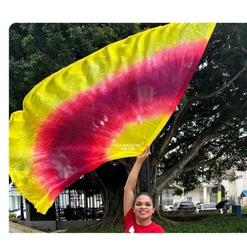 Imagen 2 del producto Accesorios para danza del vientre, chal de velo de seda para mujer, 100% seda auténtica, 200x114cm, accesorios teñidos para práctica de rendimiento, bandera de Iglesia