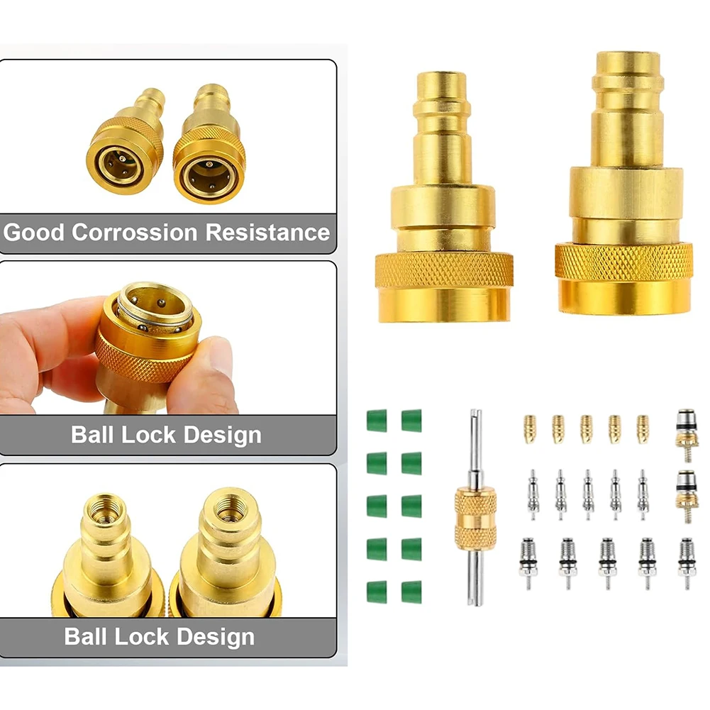 Brass For R1234YF to R134A Air Conditioning Adapter with 14 mm Low Side and 17 mm High Side Quick Couplers for AC Service
