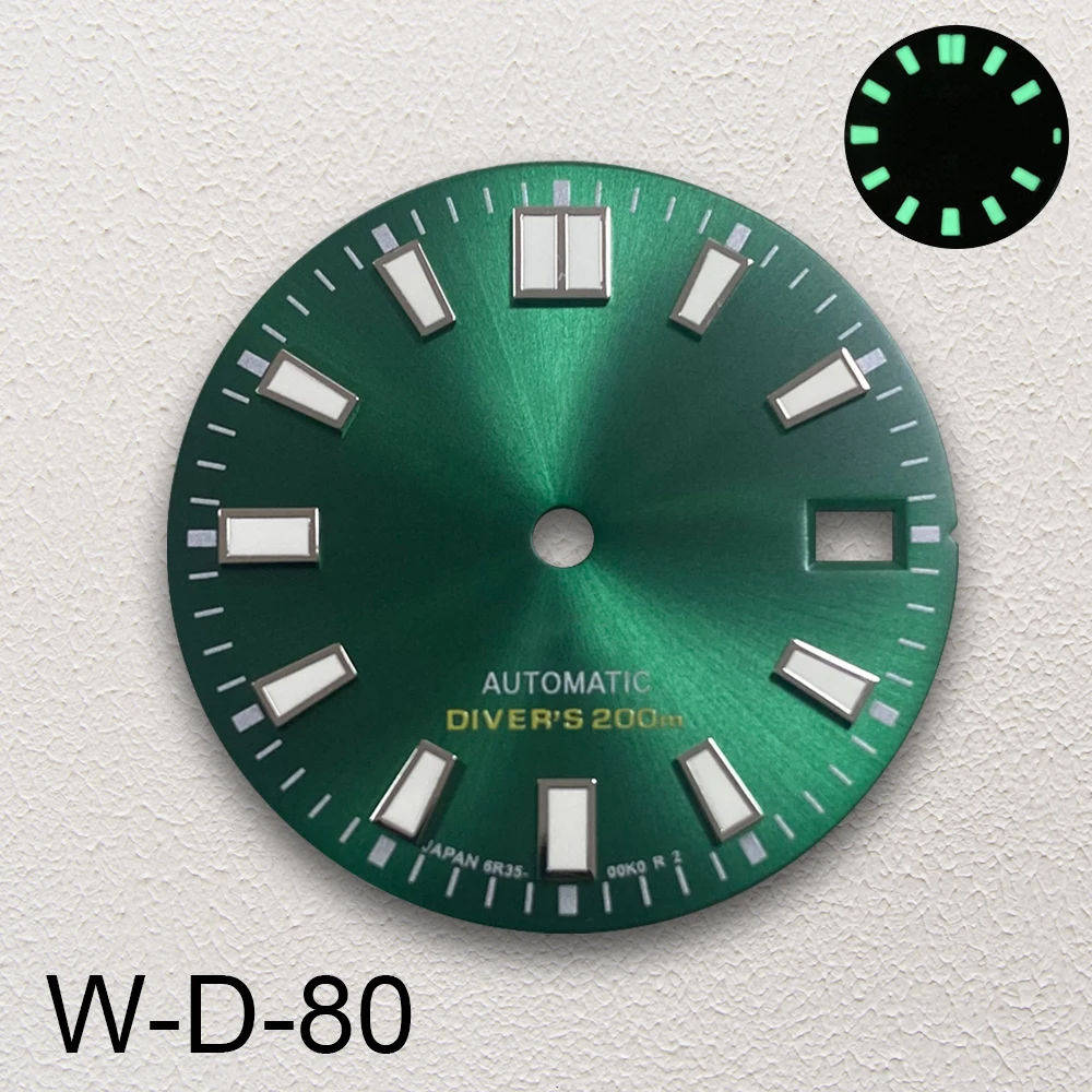 28.5mm S Logo Sunburst Dial Fit NH35/NH36 Japanese Movement Green Luminous Diving High-Quality Watch Modification Accessories