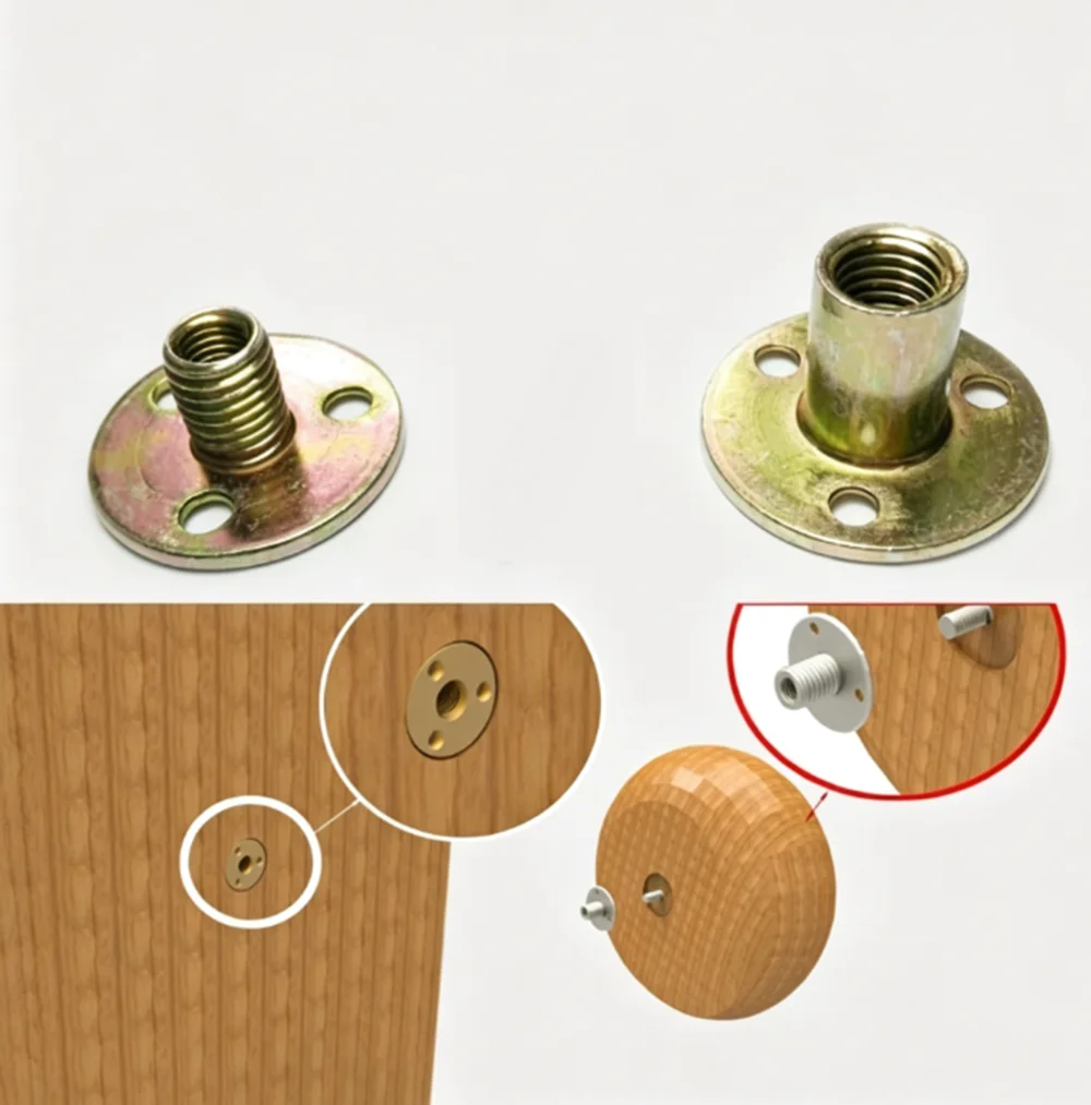 1/2/5/10/20Pcs Iron Plate Flange Nuts M6 M8 M10 Three-hole T-Nuts for DIY Sofa Furniture Cabinet Legs Assembly Locking Connector