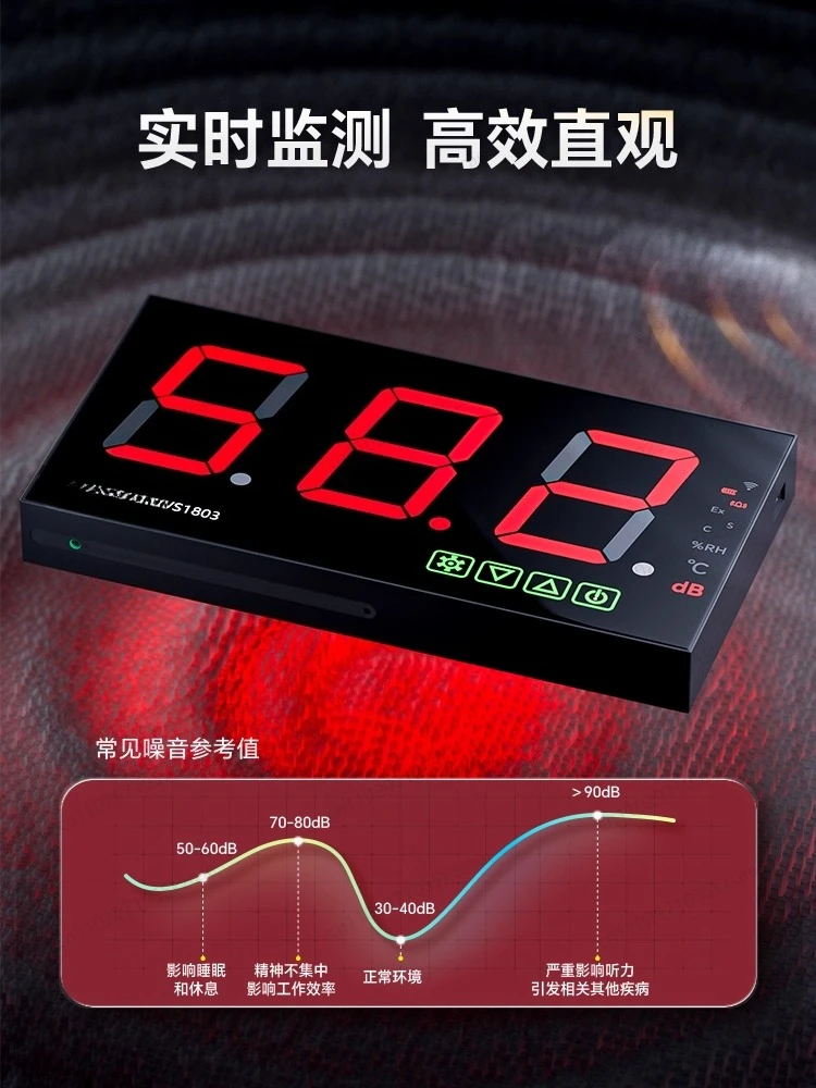 Classroom Decibel Noise Meter – Wall-Mounted Sound Detector with Alarm Bar for Real-Time Noise Level Monitoring