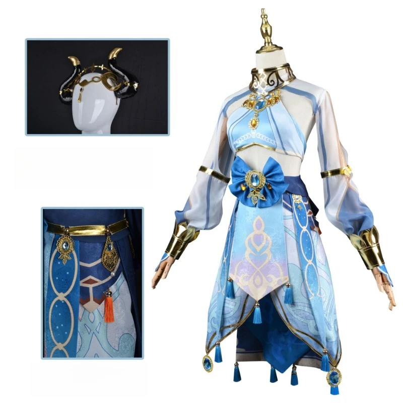 Game Genshin Impact Nilou Cosplay Kostuum Sumeru Dans van Sabzeruz Volledige Set met Blauwe Jurk Halloween Party Anime Conventions