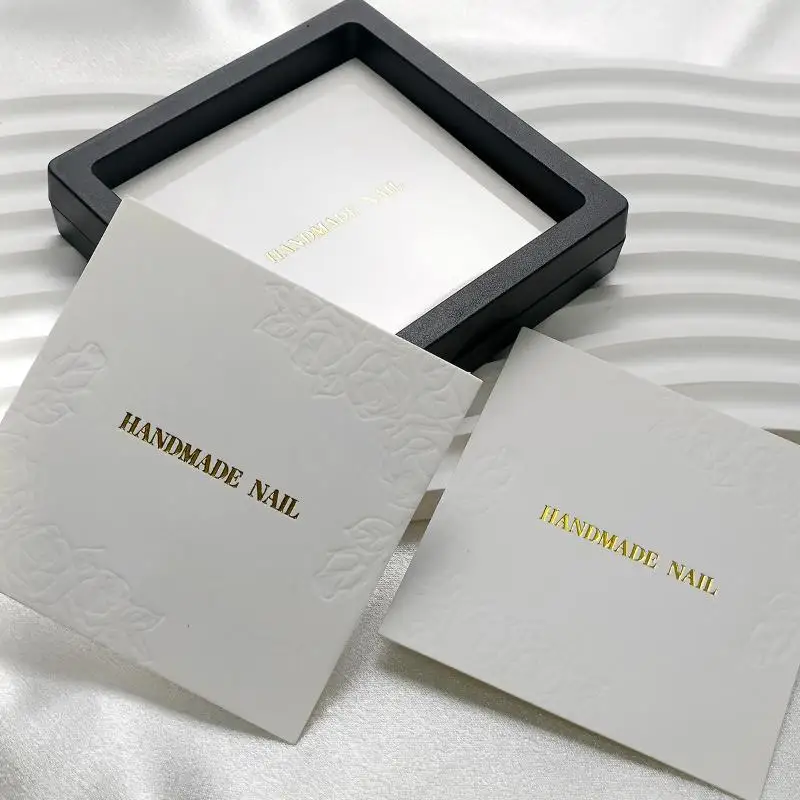 7.5*7.5cm 20Sheets Press On Nails Packaging Bottom Cards Rose Embossing Handmade False Nail Display Show Card Manicure Tools