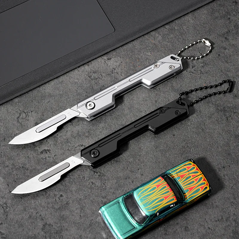 NEW Stainless Steel Scalpel Folding Knife Utility Knife Mini Folding Keychain Scalpel EDC Courier Opening Knifves 10 Blades