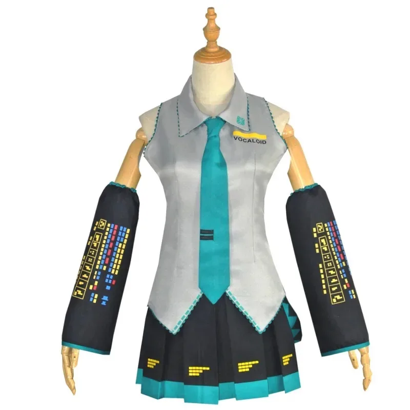 ملابس أداء شخصية الرسوم المتحركة Hatsune Miku MIKU ملابس أنيمي ملابس تنكرية JK تنورة نفس البدلة إكسسوارات شعر مستعار للهالوين