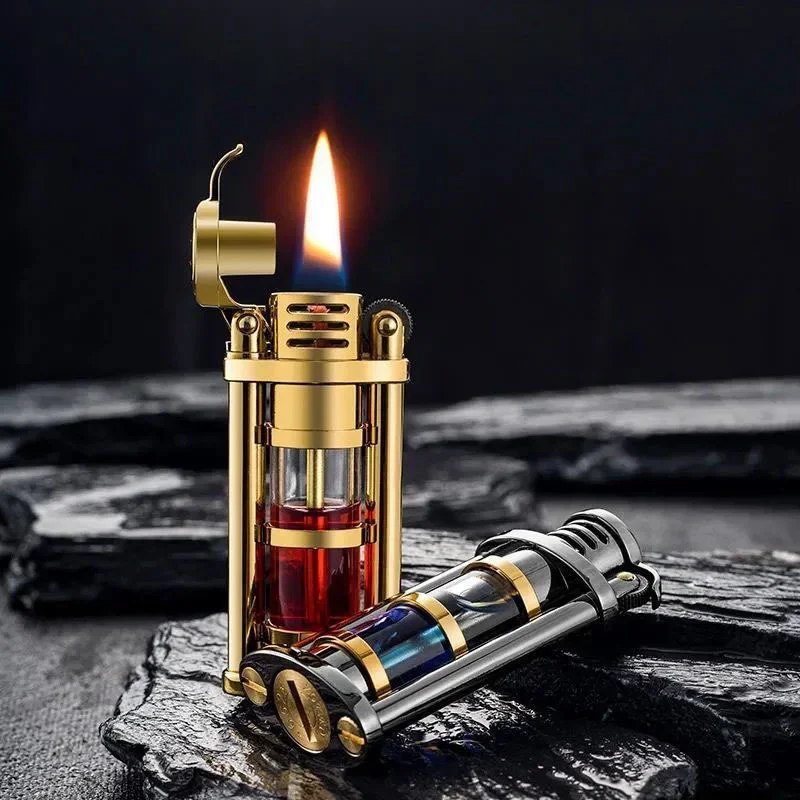 2024 New Zorro Transparent Fuel Tank Kerosene Lighter Metal Grinding Wheel Lighter Visible Gas Men\'s Cigarette Accessories Gift