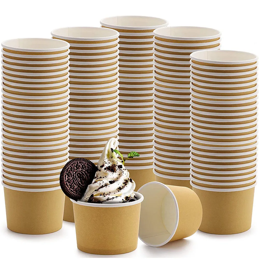 5/10/30/50/100 stücke Einfarbig Kraft Papier Eis Tasse Einweg Dessert Snack Schüssel kinder Geburtstag Party Baby Dusche Dekor – Detail 3