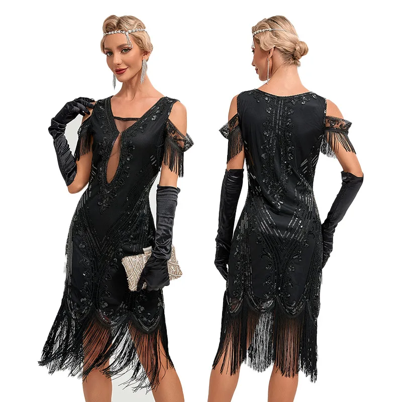 2024 Women's Vintage 1920s Style Sexy Sequin Roaring 20s Gatsby Party Flapper Dress Lady Annual Meeting Party New Year Dress