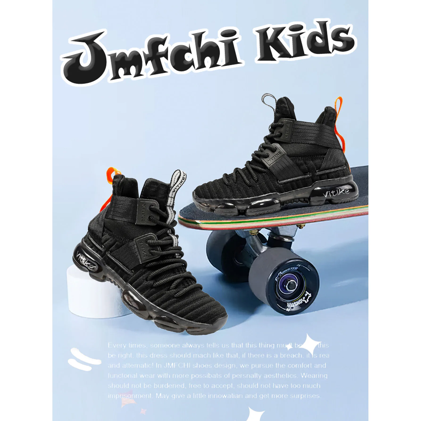 Kids Sneakers Boys Basketball Shoes Mid Top School Training Shoes with Air Cushion Outdoor Sports Shoes Comfortable Running Shoe