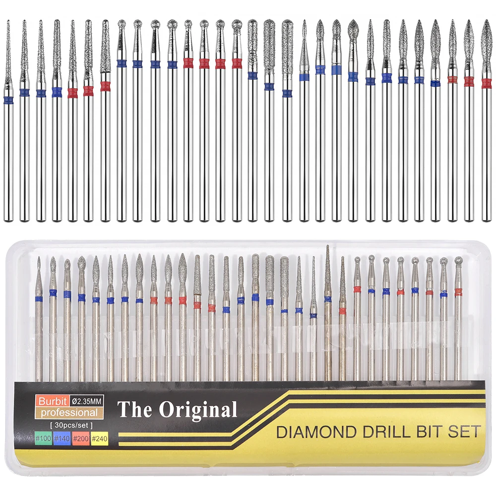 30Pcs Nail Drill Bits Milling Cutter File Buffer for Nails Gel Polishing Removing Electric Nails Drill Accessory for Manicure