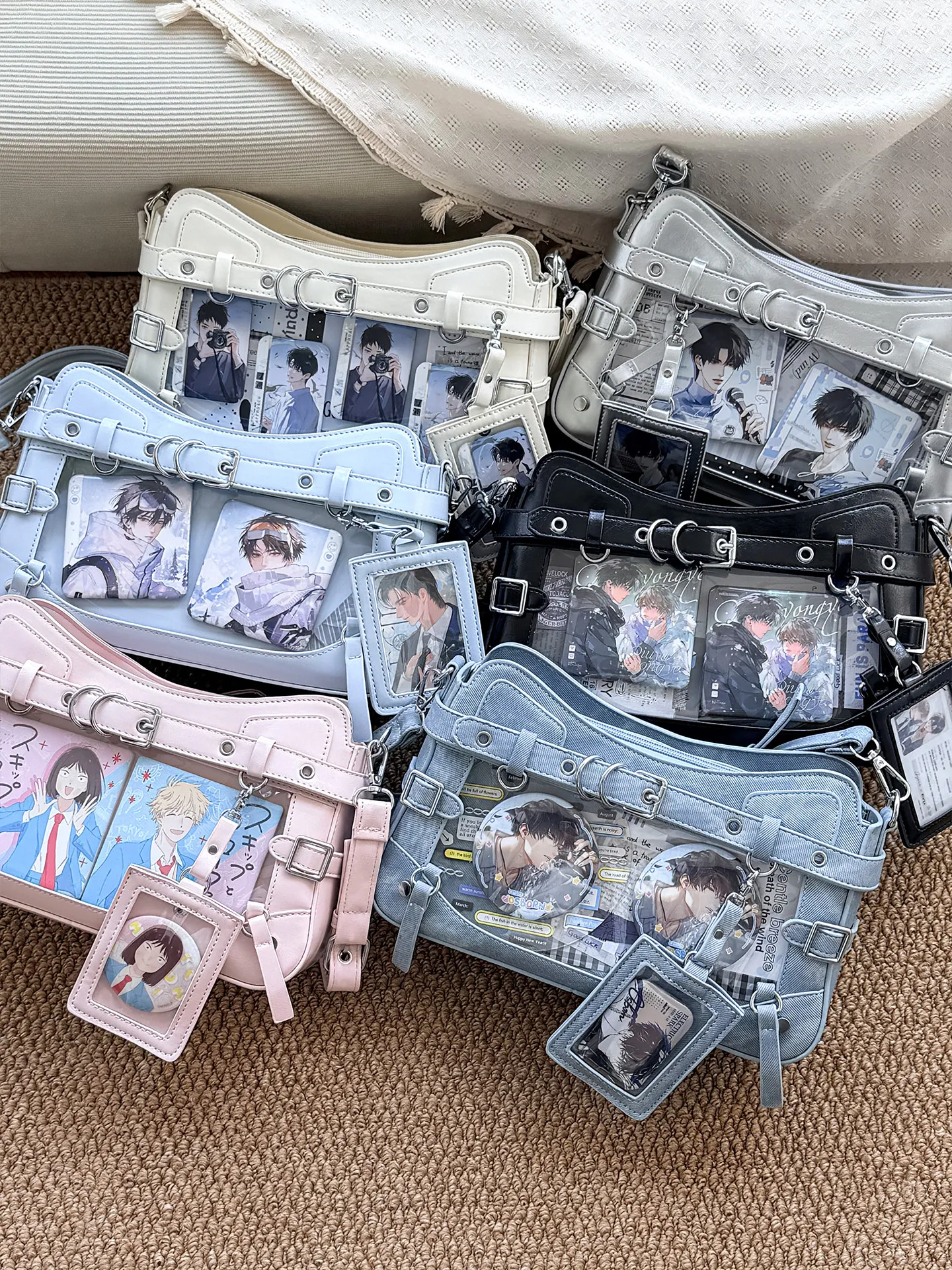 

Japanese Daily Versatile Punk Locomotive Style Shoulder Messenger Bags Girl Transparent Bar Two-dimensional Lta Bag for Woman