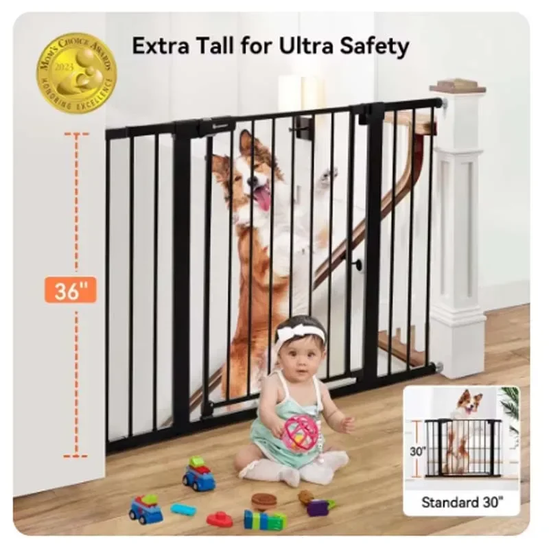 Baby Gate for Stairs Doorways Fits Auto Close Extra Wide Dog Gate for House Pressure Mounted Easy Walk Through Pet Gate