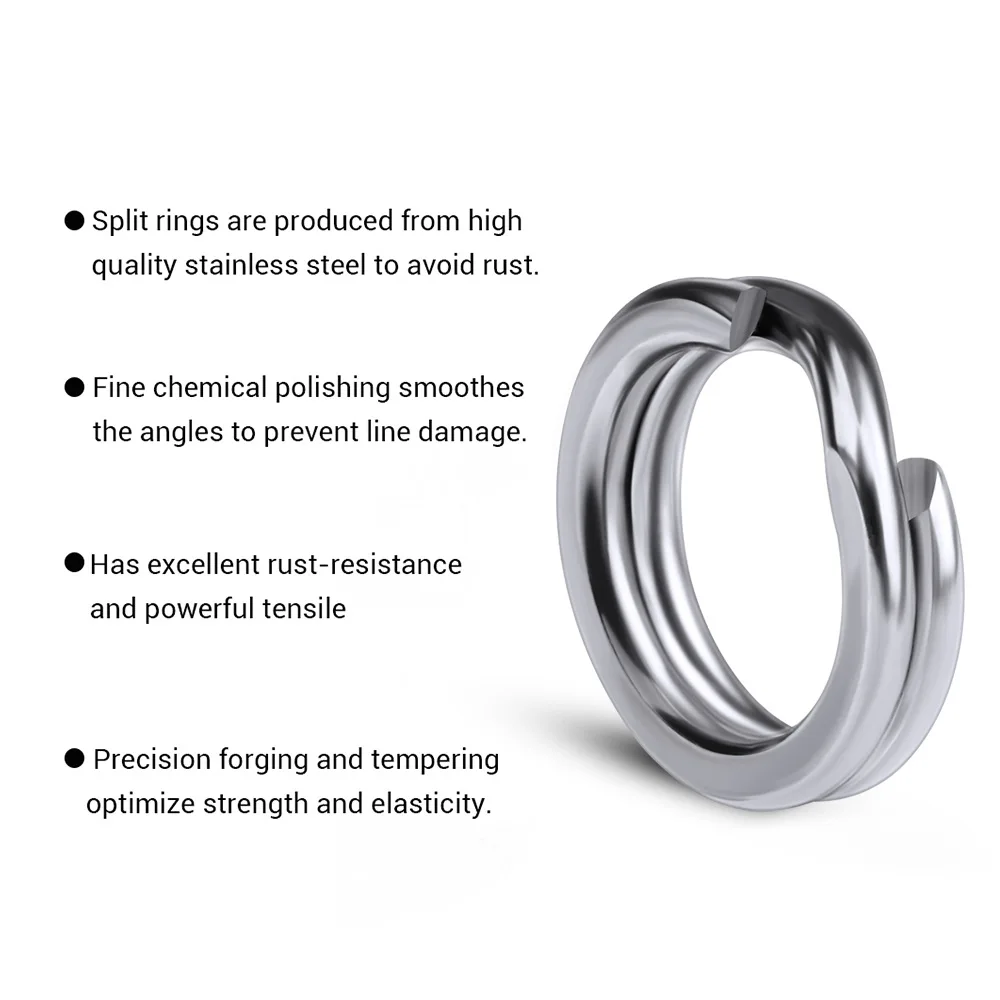 Fishing Split Rings 100pcs for Crank Hard Bait Silver Stainless Steel 3#-8# Double Loop Split Open Carp Tool Fishing Accessories