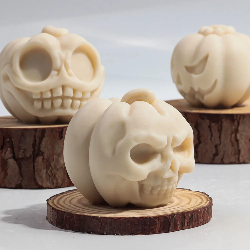 Wicked Pumpkin Skull Candle Silicone Mold DIY Handmade Pumpkin Aromatherapy Candle Plaster Resin Soy Wax Mould Halloween Decor