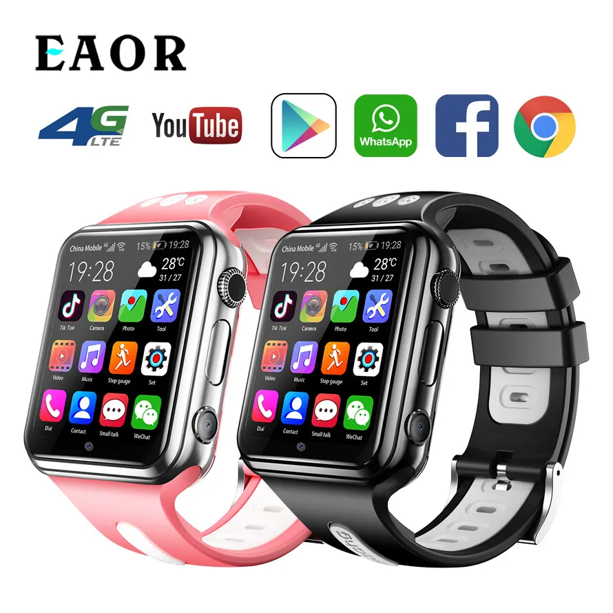 

EAOR 4G LTE Dual Camera Children's Smart Watch Whatsapp Google Play 1+8GB Android 9.0 GPS 1080mAh Waterproof Student Phone Watch