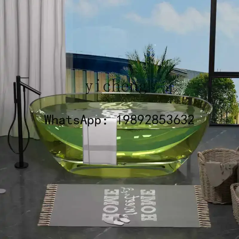 LYY transparent resin bathtub household independent integrated crystal cylinder oval bathtub