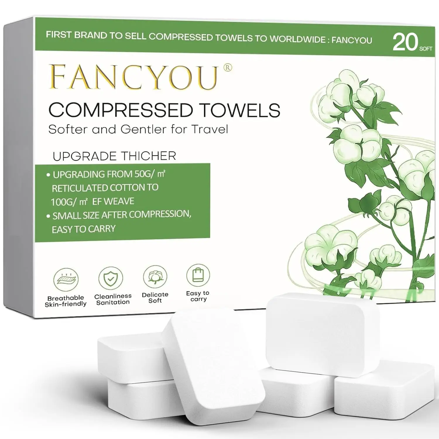 

Плотные сжатые полотенца, 20 штук, многоразовые салфетки для лица для путешествий, красоты, спортзала, домашнего использования