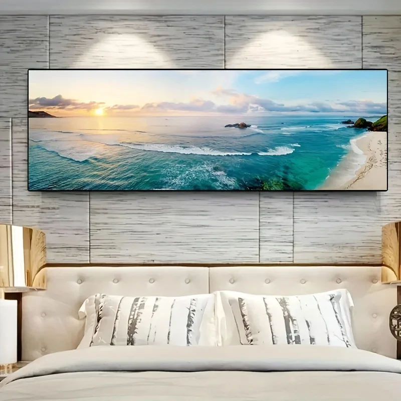 Large size Natural Landscape Sea Art Canvas Printed Posters Seascape Canvas Wall Art Paintings Artworks Bathroom Decor Picture