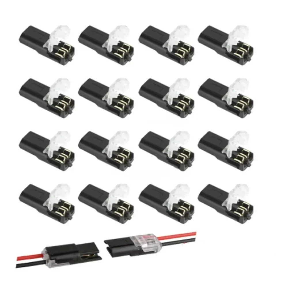50/100 pieces/pack 2-pin plug type cable connectors, quick connect terminal block, suitable for low voltage environments