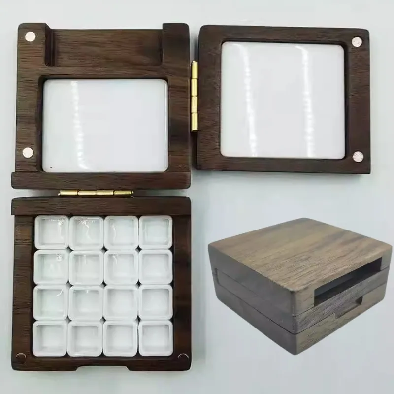 16-цветная портативная деревянная коробка для пигментов, художественные принадлежности, уличная палитра для рисования эскизов, акварельная дополнительная упаковка, коробка для красок