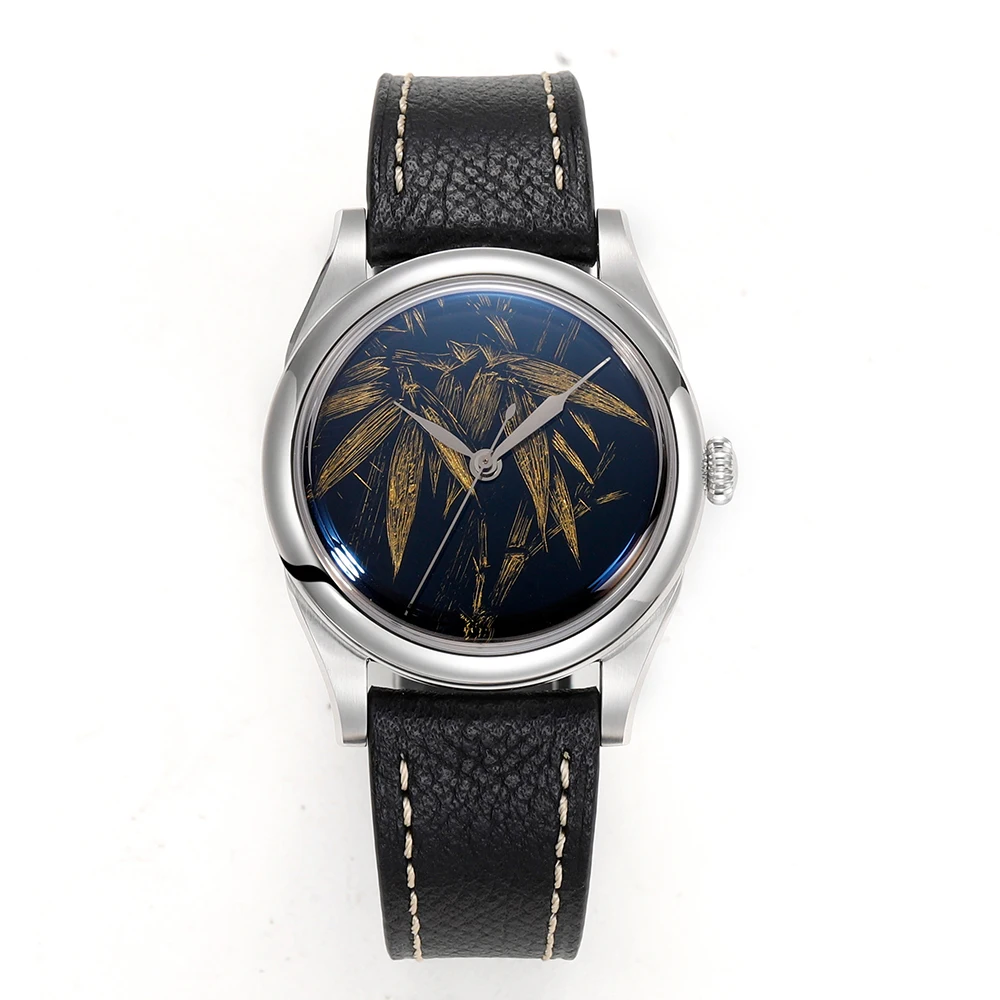 Huasuo Customized 38mm Chinese Intangible Cultural Heritage Large Lacquer Inlaid Gold Watch Sapphire Crystal SW200 Movement