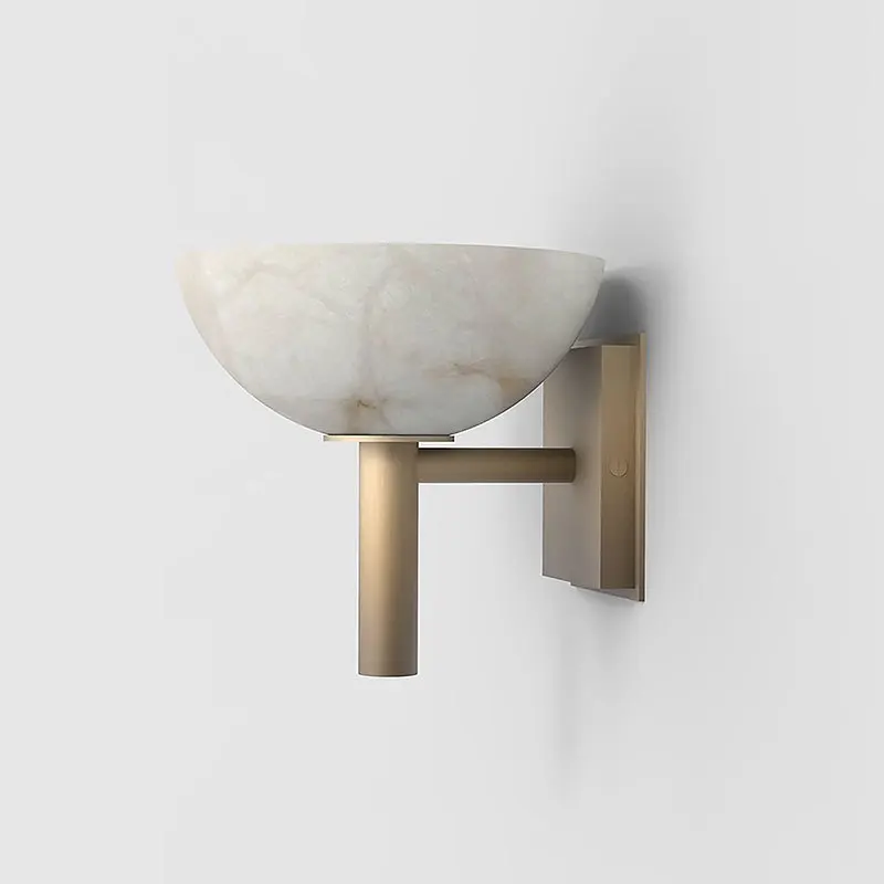 

Настенный светильник из испанского мрамора и цельной латуни – современный роскошный креативный круглый светильник для акцентной стены, кабинета и прикроватной зоны