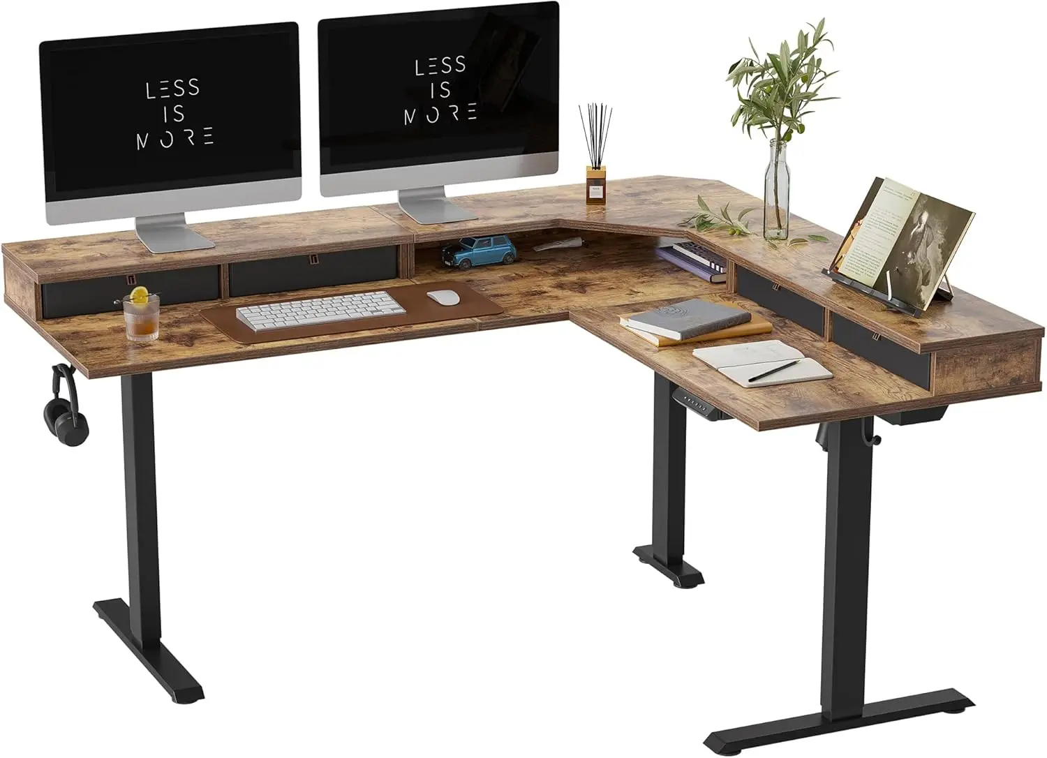 

FEZIBO 63" L Shaped Standing Desk with 4 Drawers, Electric Standing Gaming Desk Adjustable Height, Corner Stand up Desk with Spl