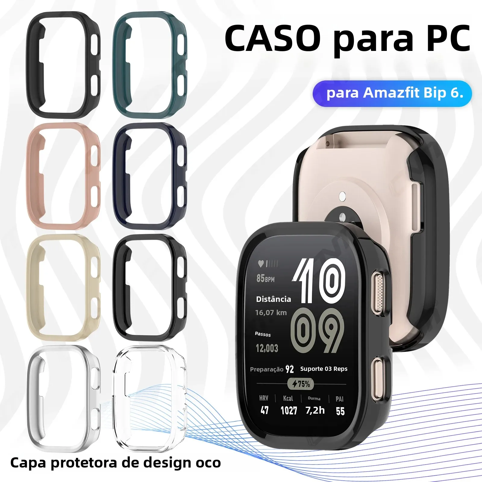 Capa dura para pc para amazfit bip 6, capa protetora à prova de choque para amazfit bip6 smartwatch oca acessórios de capa
