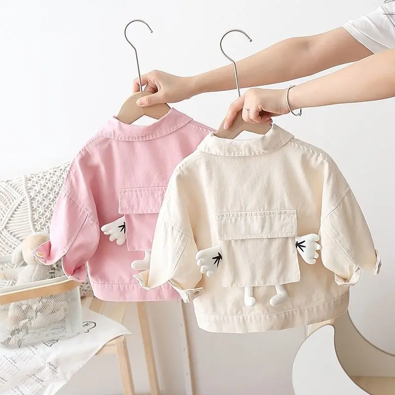 

Girls Boys Casual Long Sleeve Jacket Baby Clothes Spring Autumn Baby Cute Cartoon Lovely Doll Children Loose Coat Clothes Gifts