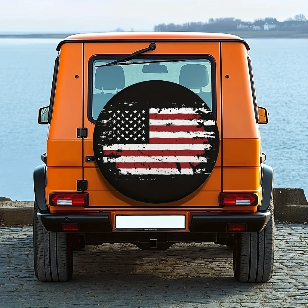 1개, 고품질 타이어 커버 애국적인 미국 국기1 다용도 폴리에스터 원단, 전기 없이 생일 선물