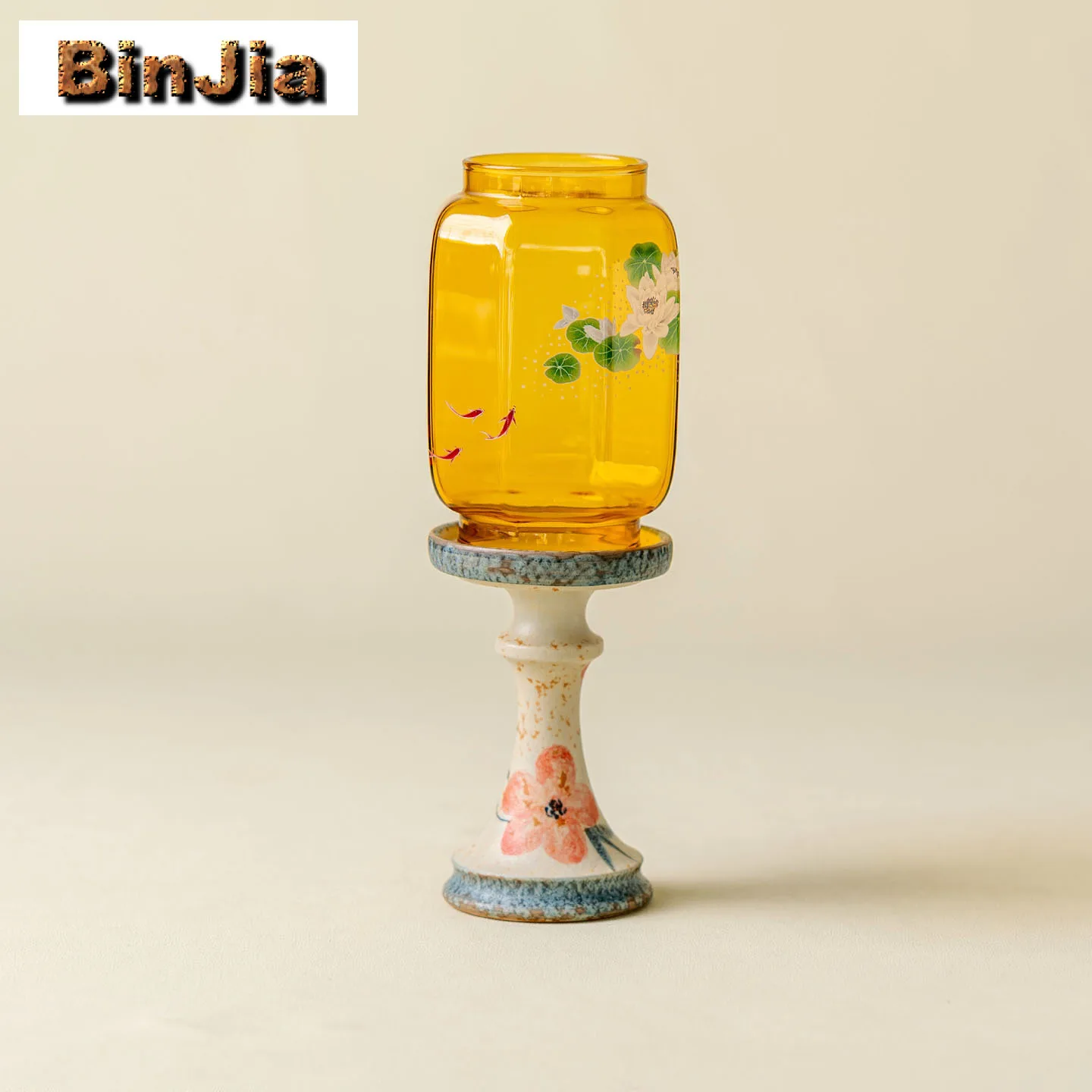 

Карамель, ручная роспись, стеклянный подсвечник с цветком персика, ароматические ароматические свечи в стиле дзен, свечи, чайная посуда, центральное украшение