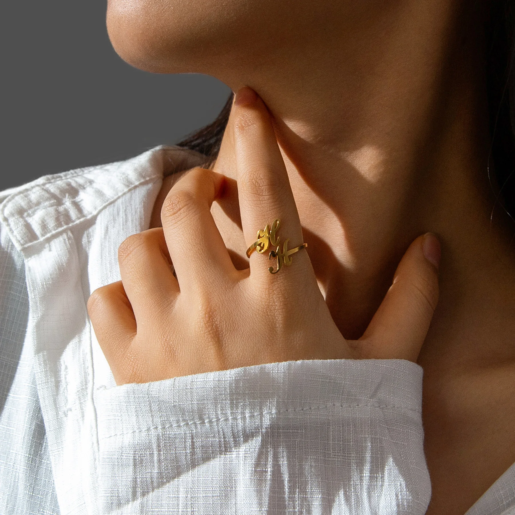 Atoztide Personalized Custom Names Rings for Women Stainless Steel Adjustable Heart Butterfly Letter Wedding Jewelry Gifts