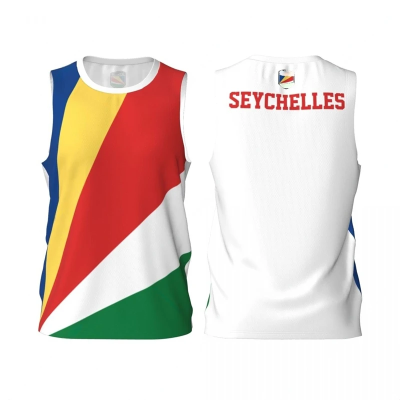 Seychelles Flag Basketball Tank Tops Summer Fashion National Emblem 3D Printed Sleeveless T Shirts Loose Quick Dry Sports Vest