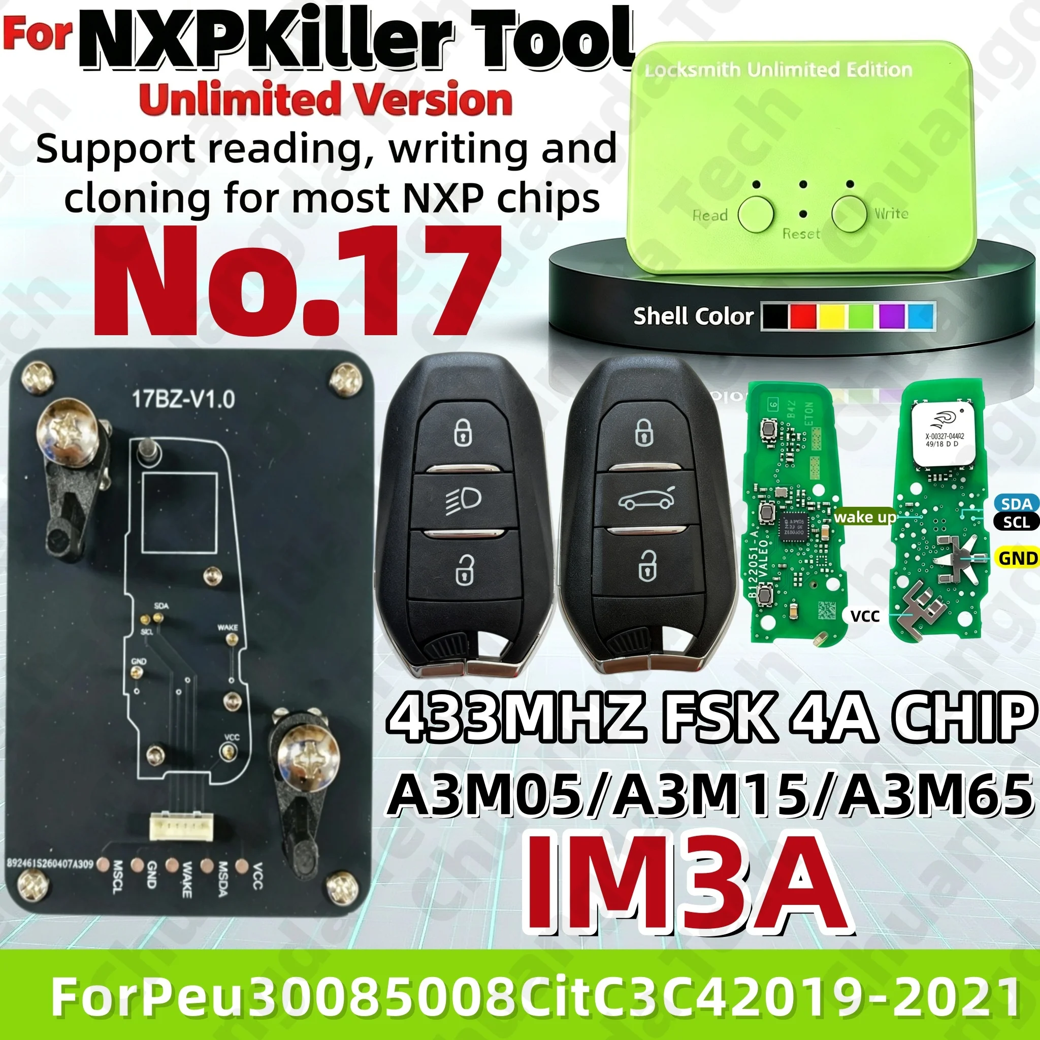 Suitable for Peugeot 3008, 5008, Citroen C3, C4 (2019-2021 Models), Smart Key Keyless Start System, Supports 433Mhz, Nfc29A3M, 4A Chip, Hu83, Im3A, A3M05, A3M15, A3M65 Models