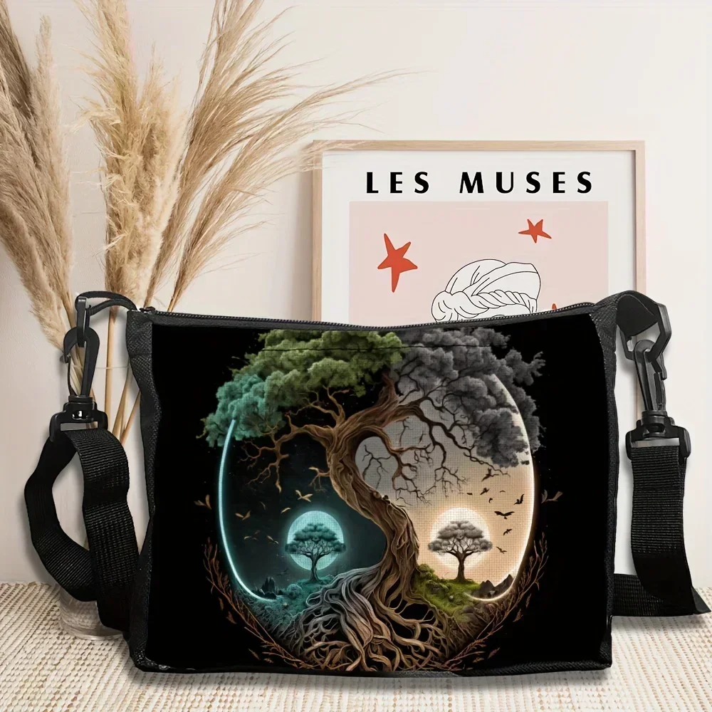 Tree of Life Magic Tree Print Shoulder Bag, Tarot Card Lover Crossbody Bag Fashion Crossbody Bag