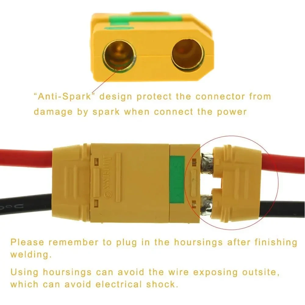 10 Paar Amass XT90-S Stecker, Anti-Funkenspannungs-Stecker und -Buchse für Batterie, ESC und Ladekabel – Detail 5