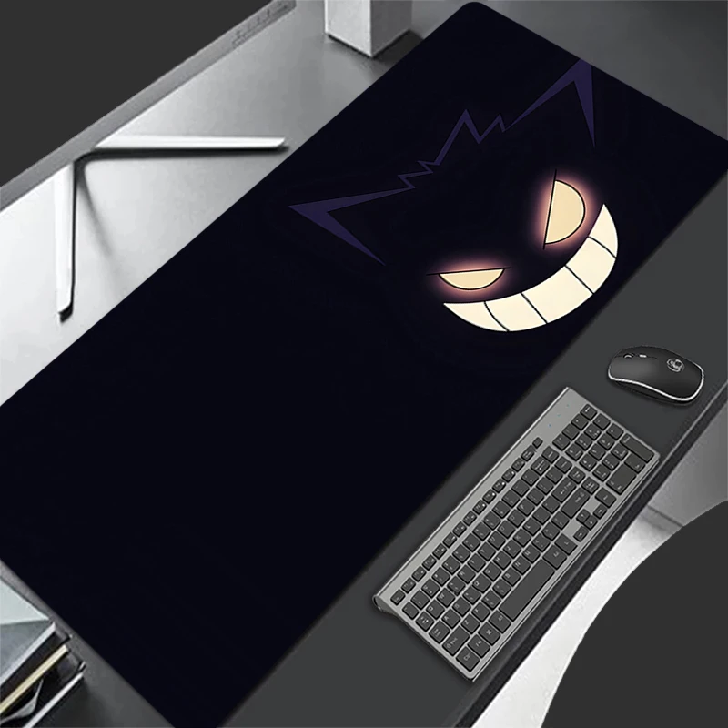 Tapis de souris Pokemon Gengar Edge blanc, pour clavier de Gamer, tapis de bureau, tapis de souris en caoutchouc pour ordinateur portable, grand tapis de souris pour ordinateur portable