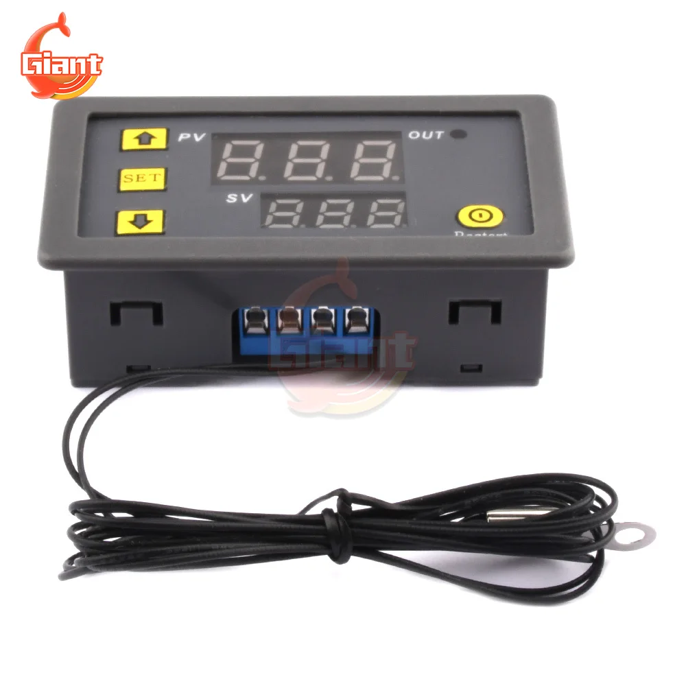 Imagem -02 - Mini Digital Controlador de Temperatura Incorporado Termostato Regulador Sonda de Metal à Prova d Água Ntc dc 5v 12v 24v
