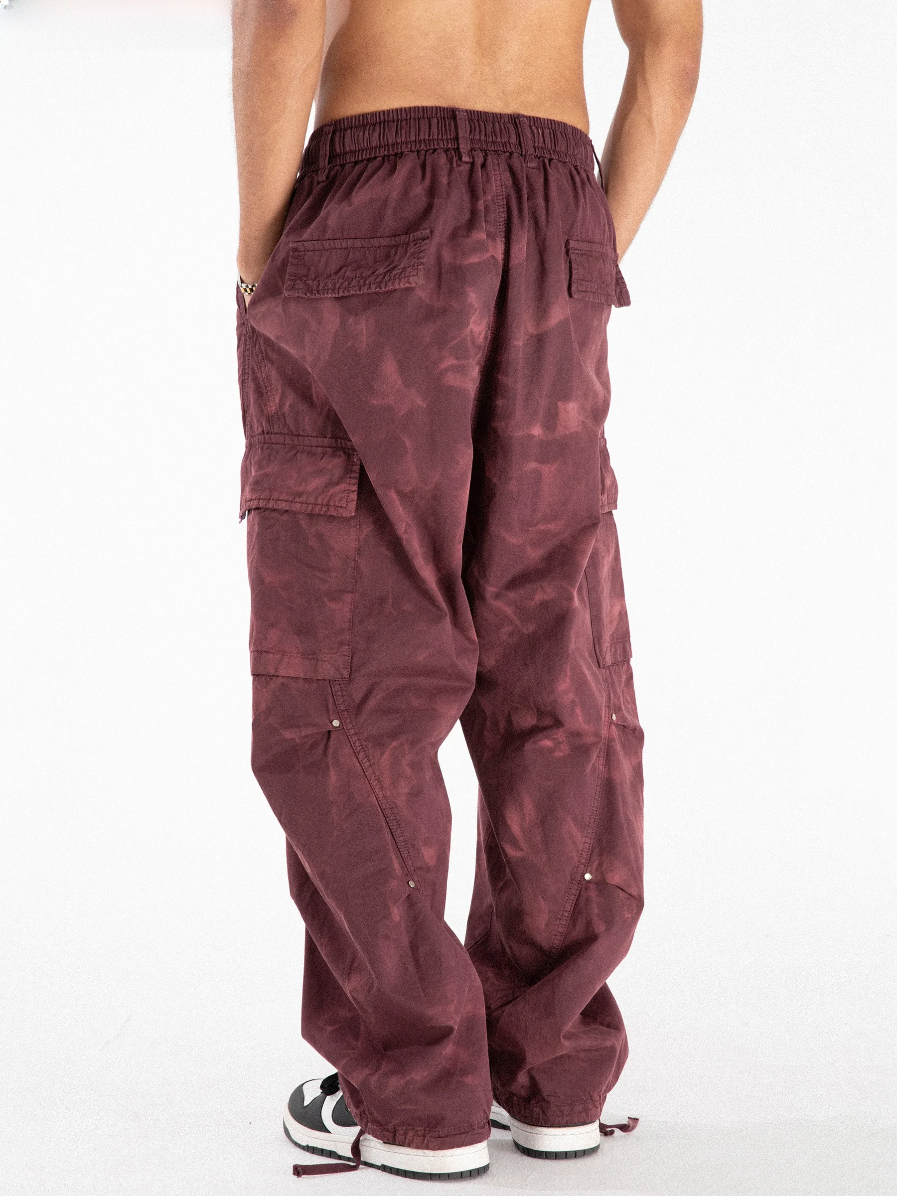 American Street Style Washed Tie Dye Loose Pocket Workwear Straight Casual Pants Men Autumn Trend Cotton Straight Leg Trousers