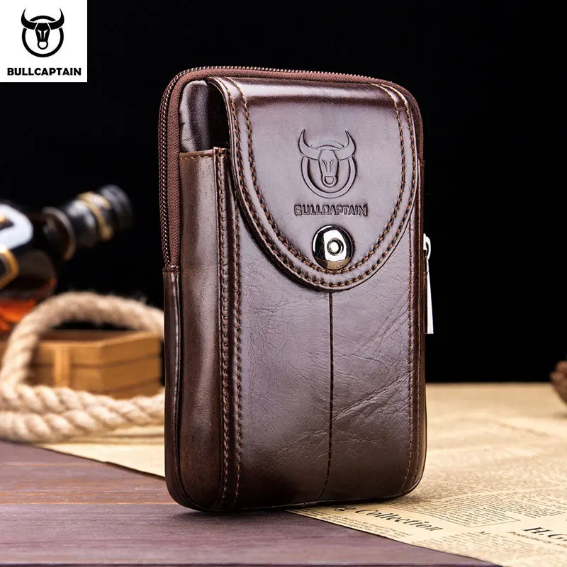 BULLCAPTAIN CINTURA DE Couro DOS HOMENS Saco Militar Fanny PACK Molle Small Money Telefone CINTURA PACK Bum Pouch PURSE