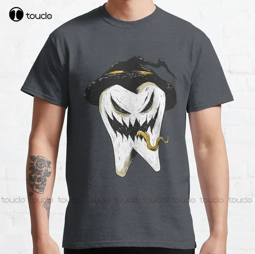 Scary Tooth Dental Boo Crew Classic T-Shirt Cute Shirts For Girls Custom Aldult Teen Unisex Digital Printing Tee Shirt Xs-5Xl